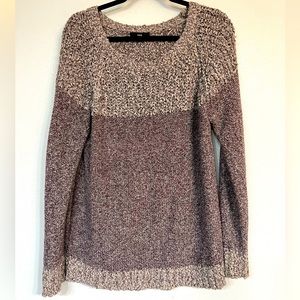 Purple and cream woven sweater. Looks great with jeans or slacks.